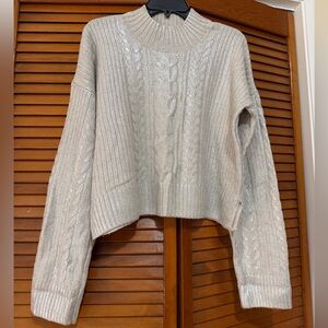 Every Beige/silver Cable Knit Turtleneck Sweater size XL new without tags
